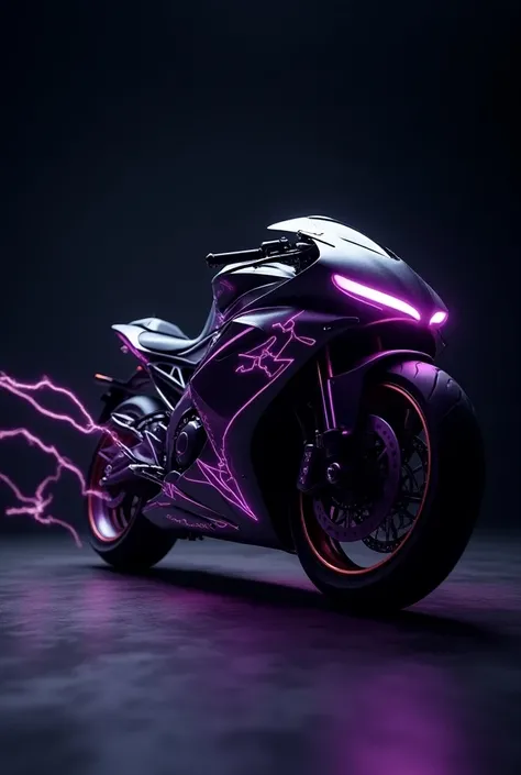 An akt 150 motorcycle with purple lightning decals 