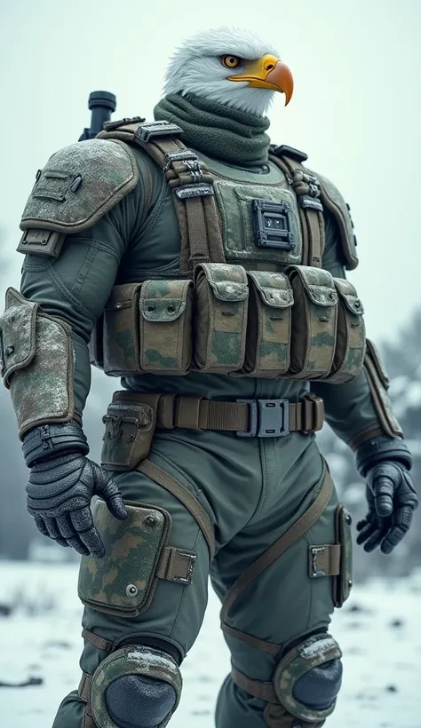 8k ultra realisitic, A White Eagle man. Heavy ry Army Soldier(ultra reslista). He wears a camouflage balaclava . Muscular and corpulent physique of 2,30 meters high(Realist 8K). He wears a Poland  army uniform and wears a 6b43 full-body war vest.(Realist 8...