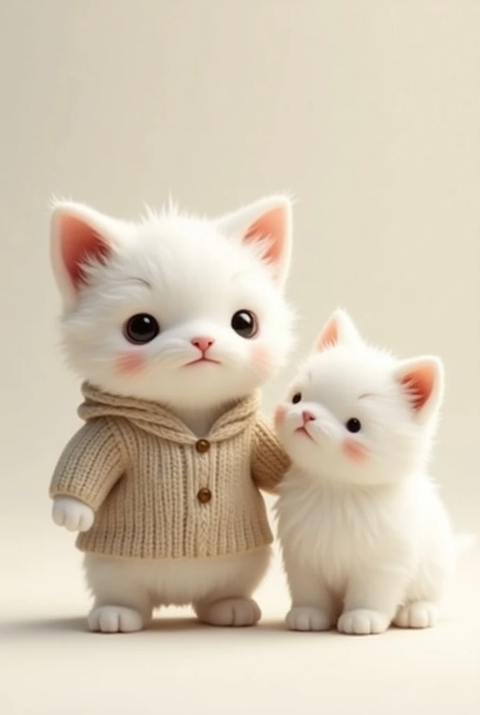 Cute fat kitten in clothes　Standing white cat