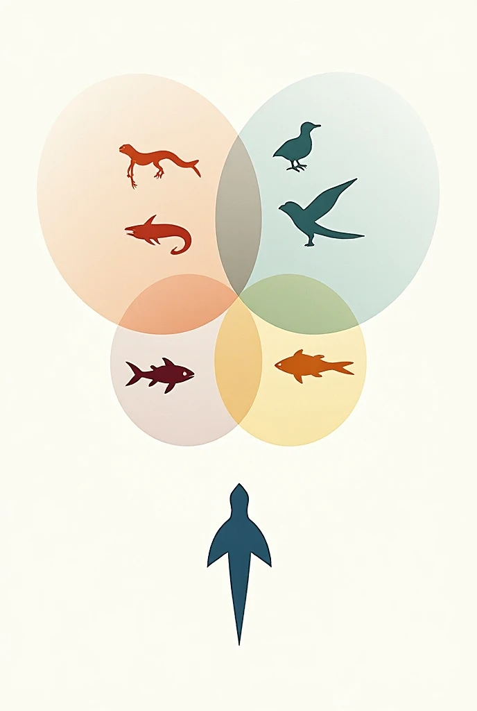 A Venn diagram or a chart showing different categories of animals, such as mammals, reptiles, etc.