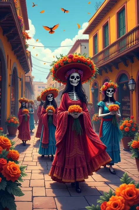 A drawing that represents the state of Oaxaca this day of the dead