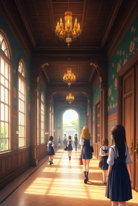 anime school castle hallway 