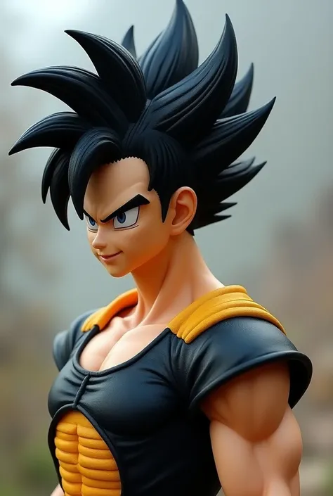 Vegito with black hairs and face must look like gojo with black and yellow t shirt body shape must be like toji and black hairs are must more accurate as given information hair spikes must be like Vegeta body skinny with good muscles fore head hair spikes ...