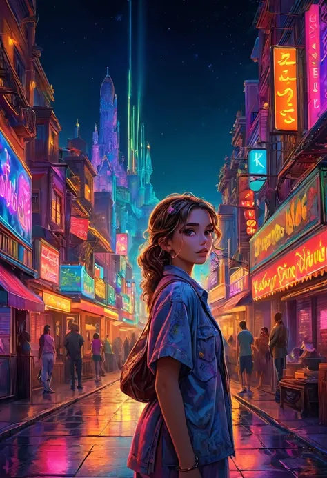 Key art, a beautiful like disney character, neon colors, intricately detailed, masterpiece, award winning art, deep serenity is infused throughout the imagery, evocative, expressive, emotive art, 8k, hdr, ,