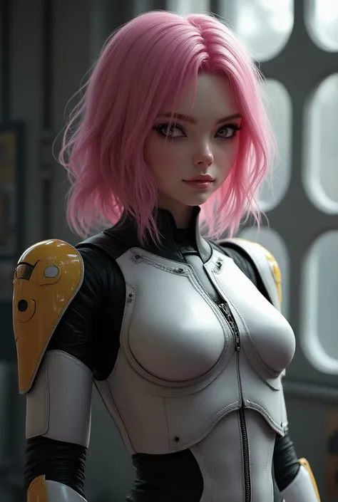 (ultra real), (figure), (High resolution), (8K), (very detailed), (Best figure), (detailed and beautiful eyes), (highest quality), (Super detailed), (masterpiece), (wallpaper), (detailed face), This artwork should be hyper-realistic, capturing every detail with stunning clarity, Imagine a female clone trooper, pink hair, short hair, straight hair, with a slender and toned physique, The outfit should be suggestive and alluring and overly revealing,unzipped:1.2, ((costume is unzipped )), narrow waist, wide hips , slender body, thigh gap, skinny, (oily skin,gleaming skin,pale skin,sweat:1.2), Consider incorporating elements of her environment, like an inside of a spaceship, deathstar,
