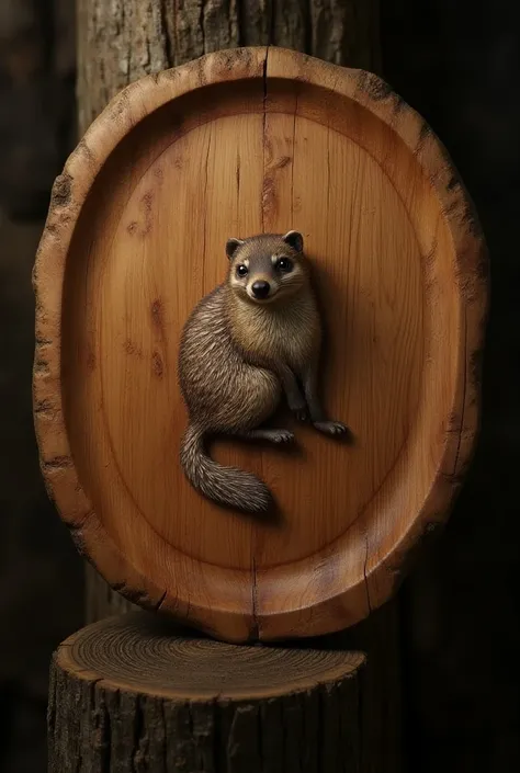 I want a large wooden plate made by hand for medieval times written exactly like this with a weasel design in the middle:      Burnt Weasel Restaurant
"We dont sell weasels, but high quality food"