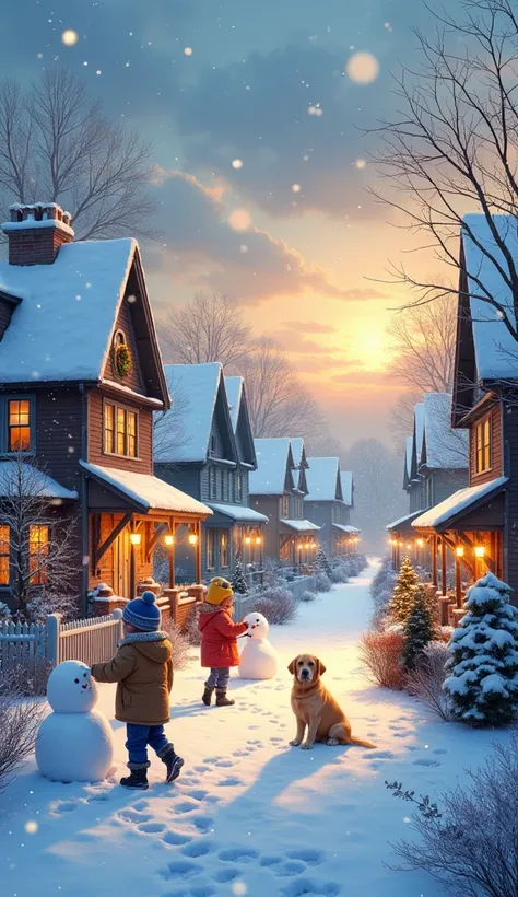 Prompt 1: Snowy Residential Area

In a picturesque neighborhood, soft snowflakes cascade gracefully from a leaden sky, blanketing the quiet streets in a plush layer of white. The charming houses, each adorned with glowing wreaths and vibrant holiday lights...