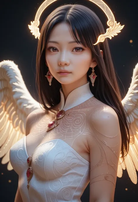 (style_ethereal_fantasy,visual appealing,synced,intricate character design,mystica:1.2)(photorealistic:0.3)1 girl,asian,angel