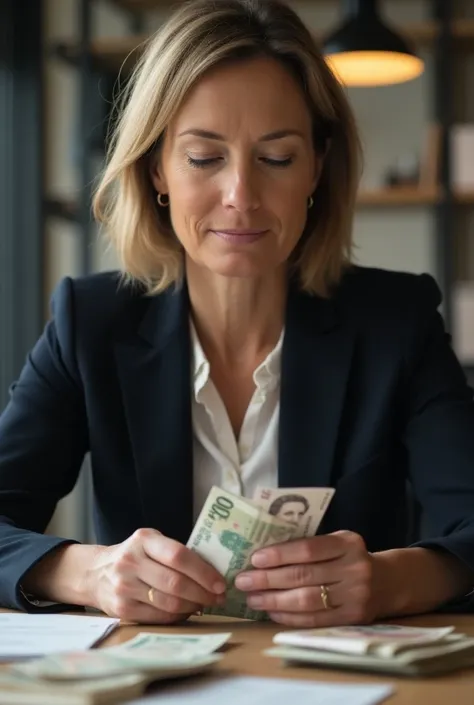 Pound currency counting woman 