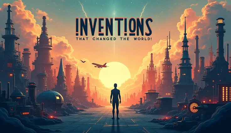 Create an image related to the top Inventions That Changed The World!, create the image with written text related to  "Inventions That Changed The World!", in the final add the text to the image.