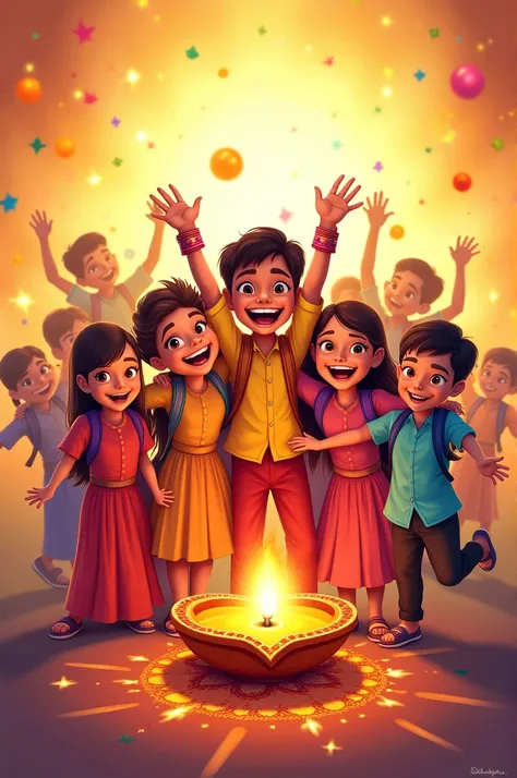 Gitanjali global school logo with students celebration diwali festival 