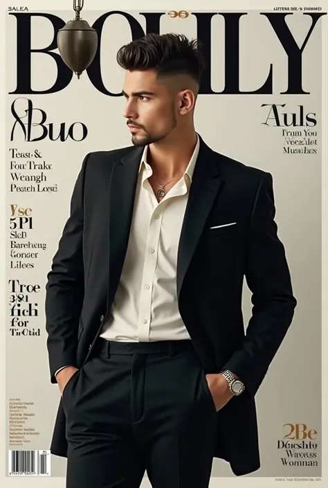 Male a front page magazine cover for fashion related magazine professionally