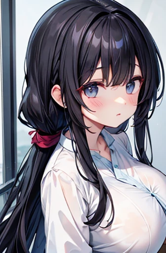 Hair wrapped outward, Big Breasts、 Black Hair Long Hair 、