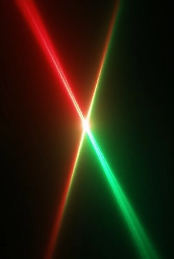 A red and a green laser beam