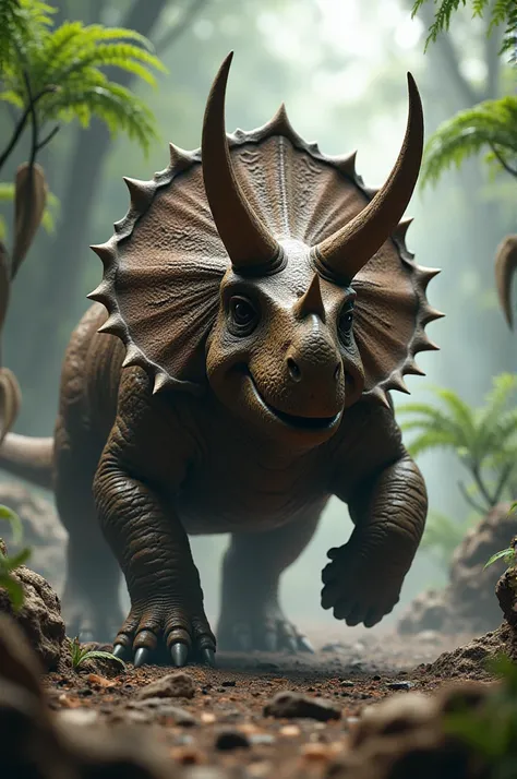 Instead of fleeing, the Triceratops felt an unexpected surge of courage.