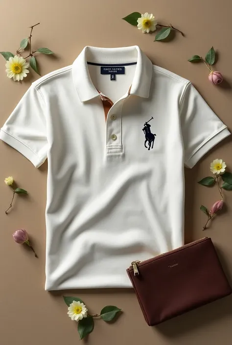 
Peux-tu me créer une image pour vendre un polo Ralph Lauren sur Vinted. Jaimerais que la photo soit vraiment vendeuse avec le polo qui soit vraiment bien pliée avec le logo apparent et potentiellement la marque apparente à côté via un sac ou une pochette.