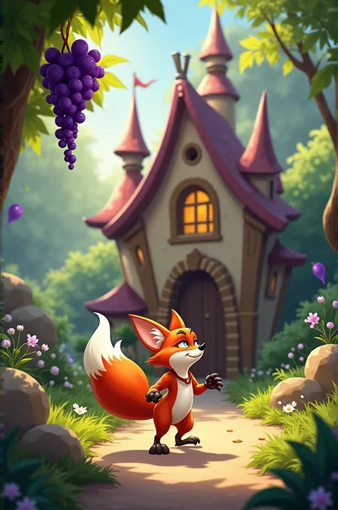 The fox disappointed the grapes and went hi house Disney animated 