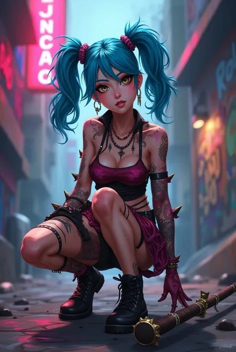 League of legends sexy punk   jinx woman  anime happy