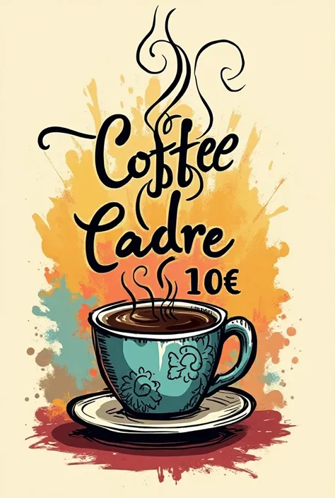  I need a fun logo for my creations.
A coffee cup with it written on it  "COFFEE CADRE 10€"