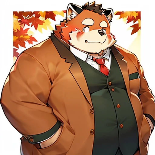 ((masterpiece)),((high quality)),  kemono art , Hairy characters,  kemono art , Full body photo, Boy anime style, Full body images, Hairy characters,  kemono art ,  anime obese anthropomorphic red panda, a Full body images,  hes a very obese high school st...