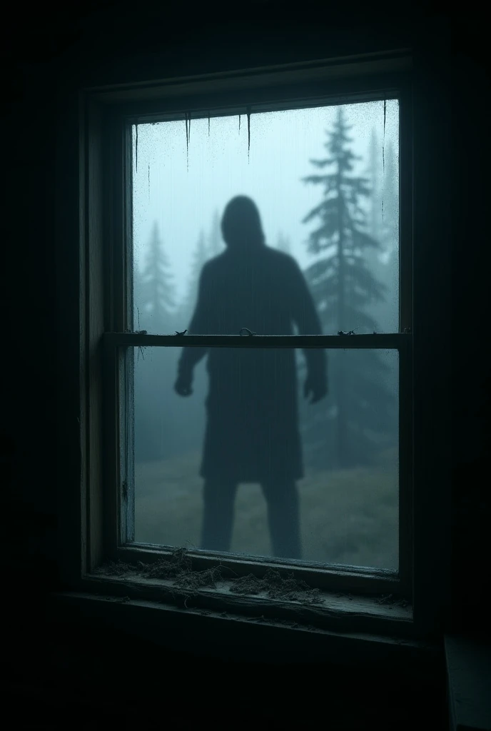 Realistic, personality: [Illustrate a quick glimpse of a fast-moving shadow outside the cabin window during a stormy night, emphasizing the unnatural speed and the sense of dread it brings] unreal engine, hyper real --q 2 --v 5.2 --ar 16:9