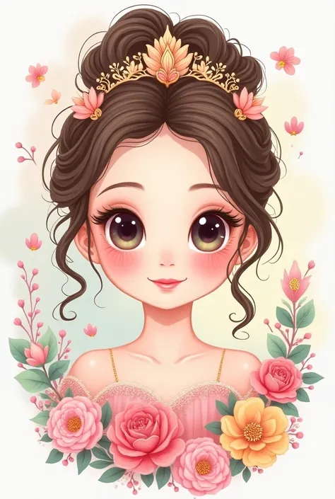 beautiful princess illustrations, cute LINE stickers, lots of cute, colorful, expressive