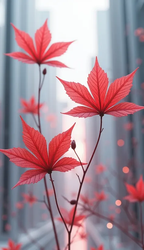 Japanese maple flowers in futuristic style