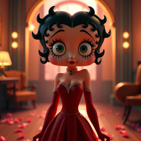 Betty boop, in movie “incredible” movie “incredible” clothing, a major role, background “incredible “ classic scene, romance style 