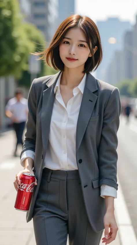 Dressed,  super real,   very pretty office lady  , extreme close up:1.21,   Japanese fashion model  ,  dramatic scene ,  Commercially available   , masterpiece, smile,   Perfect Anatomy:1.21, Small head:1.21, Slender body:1.37,  thin waist:1.5, Thin limbs:...