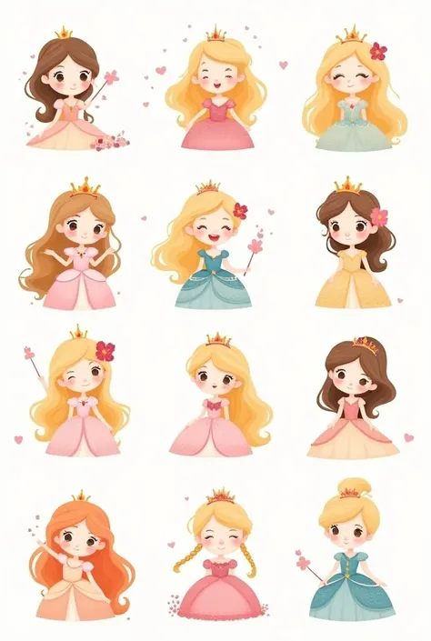 Illustration cute princess beautiful princess cute LINE stamp assortment cute 