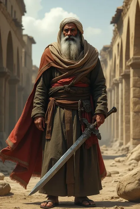 An old era Muslim warrior with weapon 