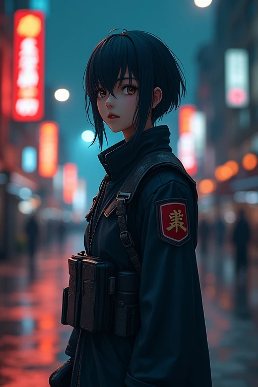 Best Quality, masterpiece,  highest resolution ,（Saigo Takamori ），soldier，（Tokyo at Night_background）， Anime style , 4K,  Alone,  upper body, (Front angle),   HYPER DETAIL , ( Delicate Details ), ( intricate details ),  octane rendering，