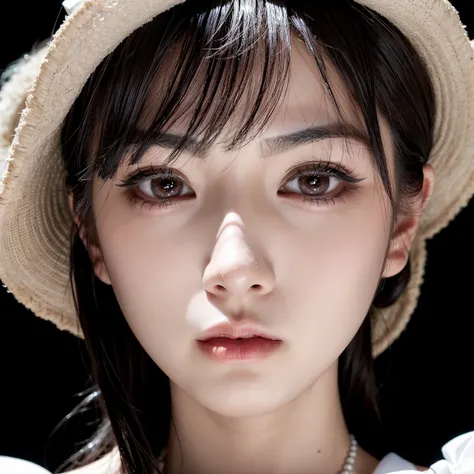 Ultra high quality, high resolution, Japanese woman, 20s, sharp contours, large eyes, long eyelashes, thick lips, close up on face, upperbody