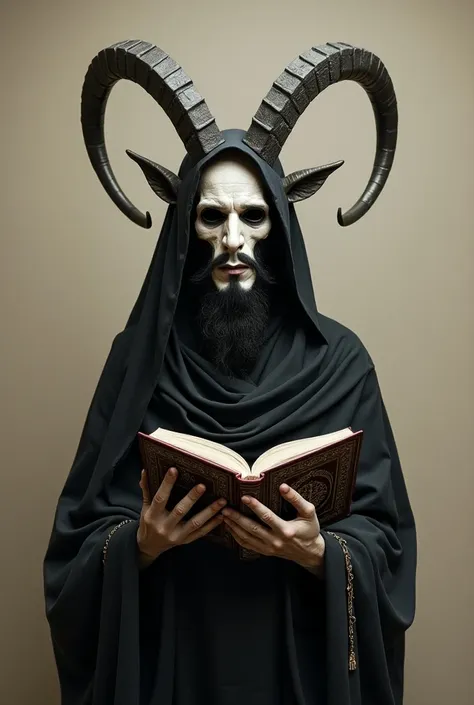 Visage humain de Mahomet islam Muslim avec le corps de Baphomet et le coran à la main