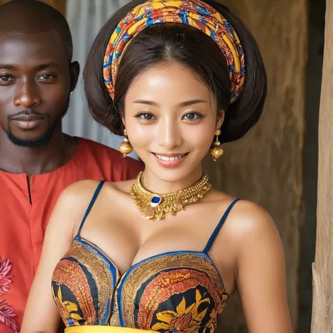 the woman has dark brown skin, ishihara satomi, a ghanaian woman who gathers with women in harem costumes in a ghanaian village ...