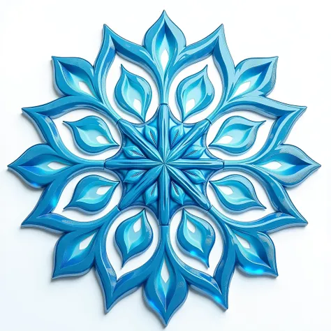 A onam pookalam ( floral rangoli) in which the flower is replaced by water droplets in blue. All this in white background. Realistic 