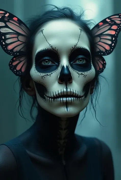 Skull butterfly artistic makeup