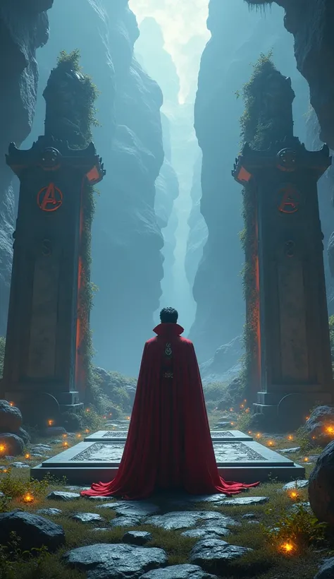 Grave of Ironman and thor. Doctor strange paying respect