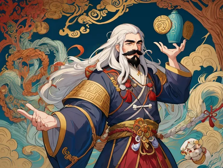  Picture of a Man with a Tangled Beard and Mustache ,  Inspired by Cao Zhibai, Michinaka Re , Panrenwei,  Art Work by Duong Thuong , kuang hong, treasure plate, Huang Guangjian,  Inspired by Lou Gee ,  Zhang Daqian  , maple,  inspired by Zhang Shunzi , KaB...