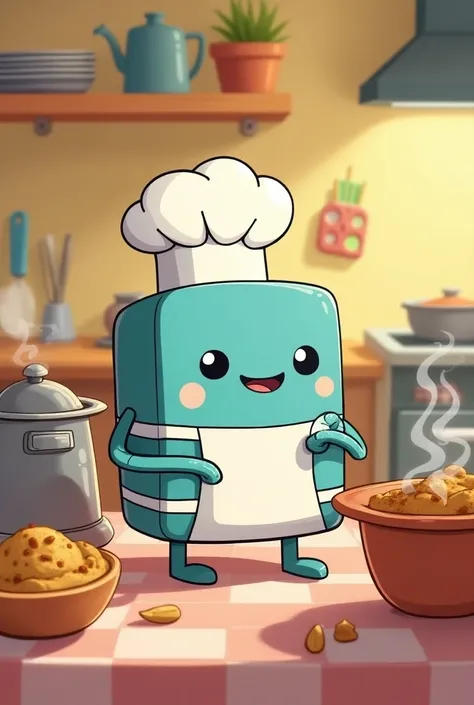 Draw a picture of cute bmo being a chef