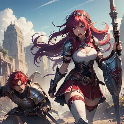 Masterpiece, HD, High Resolution, Best Quality, High Quality, High Details, Super Detailed. High fantasy genre, fantasy artwork. Epic fantasy battle art. Solo character alone. “Warcraft styled aesthetic”.
{{(A 14-years-old scarlet-red-haired barbarian girl...