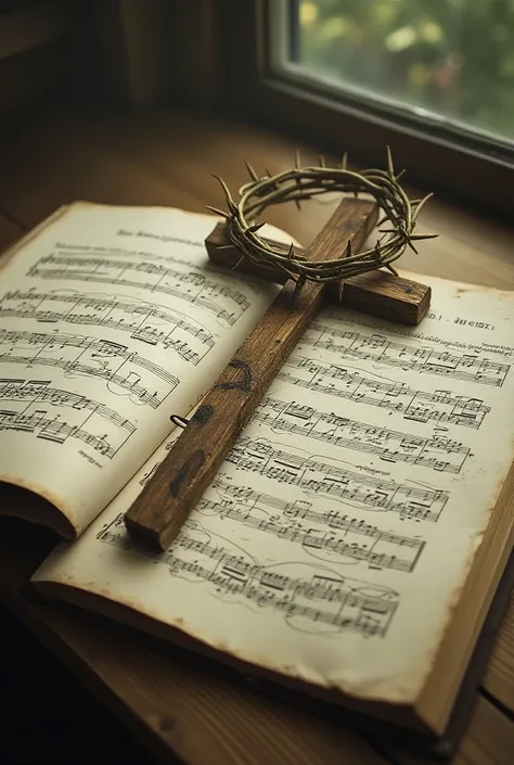 Some musical scores that have musical notes on one sheet and on another sheet have notes in the shape of a cross with a crown of thorns