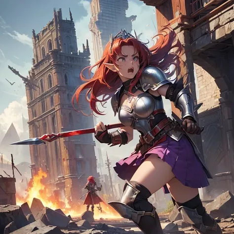 Masterpiece, HD, High Resolution, Best Quality, High Quality, High Details, Super Detailed. High fantasy genre, fantasy artwork. Epic fantasy battle art. Solo character alone. “Warcraft styled aesthetic”.
{{(A 14-years-old scarlet-red-haired barbarian girl...