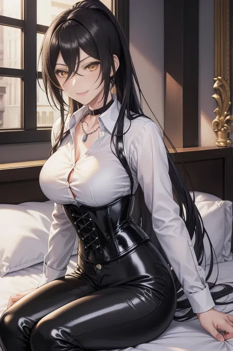 sakuya shirase , sakuya shirase  first,  long black hair , gathered in a ponytail, masterpiece,  best quality ,   high definitio...