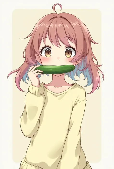 Anime girl with cucumber in her mouth
