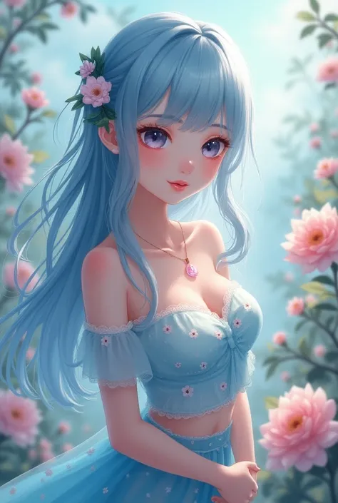 are of the best quality, E十tremely Detailed, (illustration,  Official Art :1.1), 1 girl , are very similarst Place(((( light blue Long发)))), ,(((( light blue Long发)))),  light blue hair , ,, Long发 ((blush)) , Cute face, Big eyes, masterpiece, are of the be...