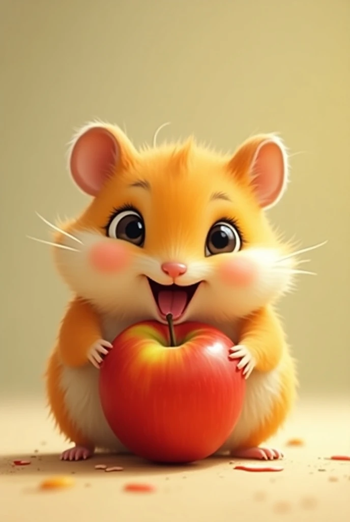 Create me lots of pictures at 2 frames per second for a 10-second video starring a hamster eating an apple 