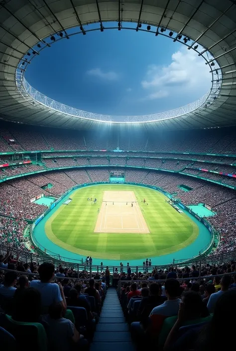 Table tennis hall combined with a cricket stadium in circles shape 