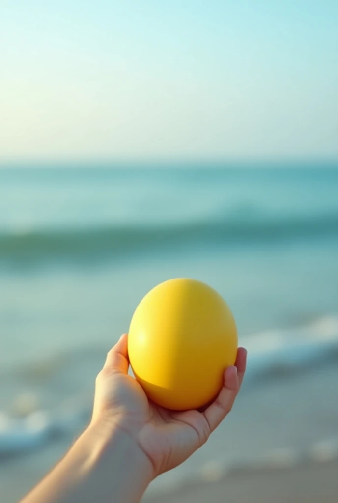 Someone holding a yellow anti-stress ball at SeaArt
