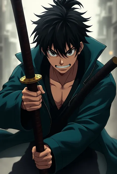 Angry Anime character
With katana
And coat